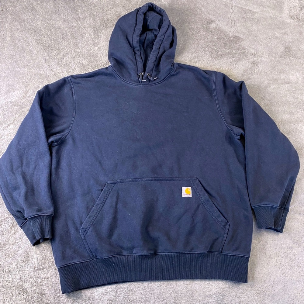 Carhartt Hoodie Mens XL Navy Rain Defender Loose Fit Heavyweight TS0615-M